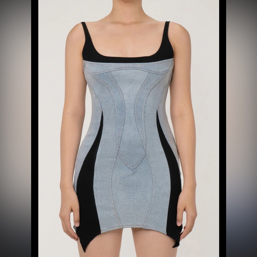 NWT Kelly Obi Denim/Black Mini Dress